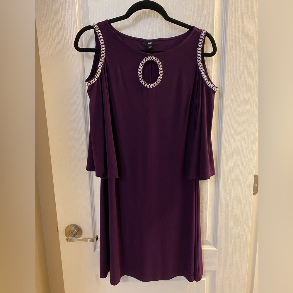 Purple rhinestone cold shoulder dress, Size M